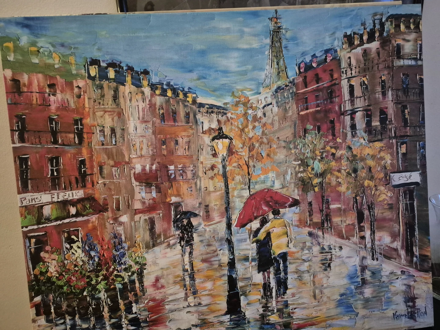 Paris Street Scene Painting with Eiffel Tower