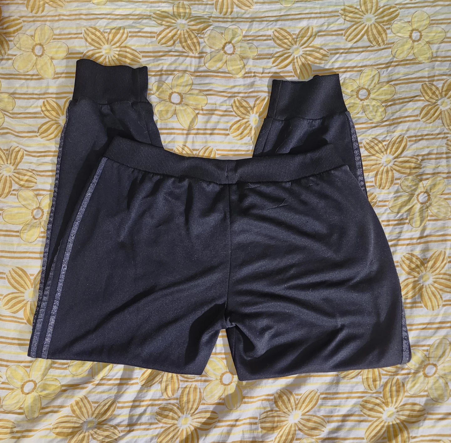 Black Adidas joggers with silver sparkle stripes - photo 2
