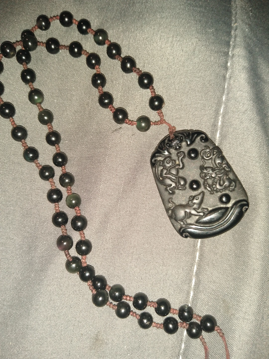 Vintage black jade necklace - photo 2