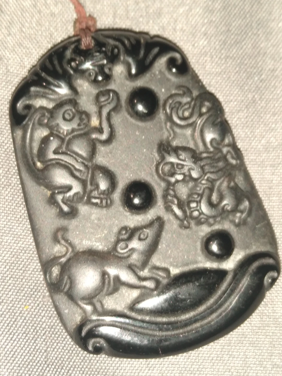 Vintage black jade necklace - photo 3