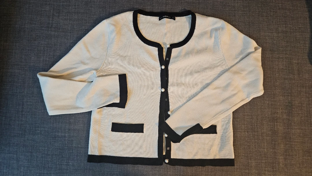 ZARA Knit Cardigan - Cream and Black
