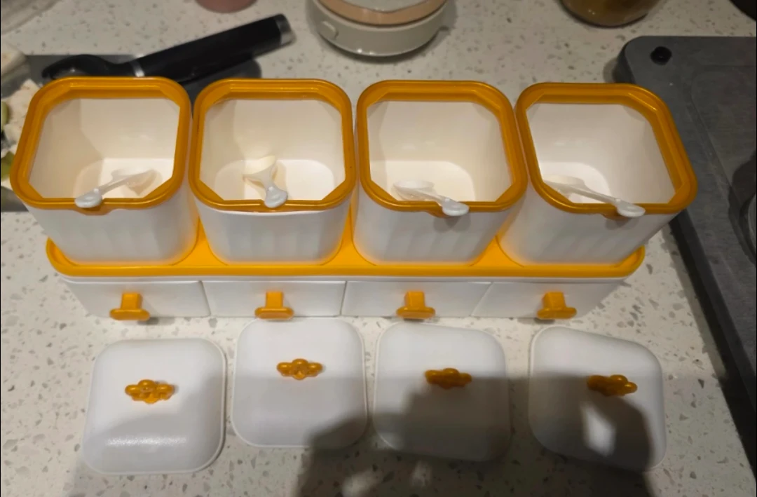 4-Piece White & Yellow Spice Jar Set with Drawers - photo 5