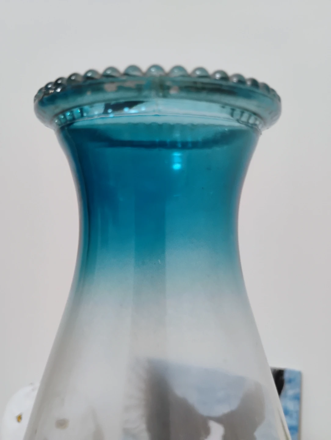 Rare find!! Blue Glass Oil Kerosene Lamp with Brass Burner - photo 2