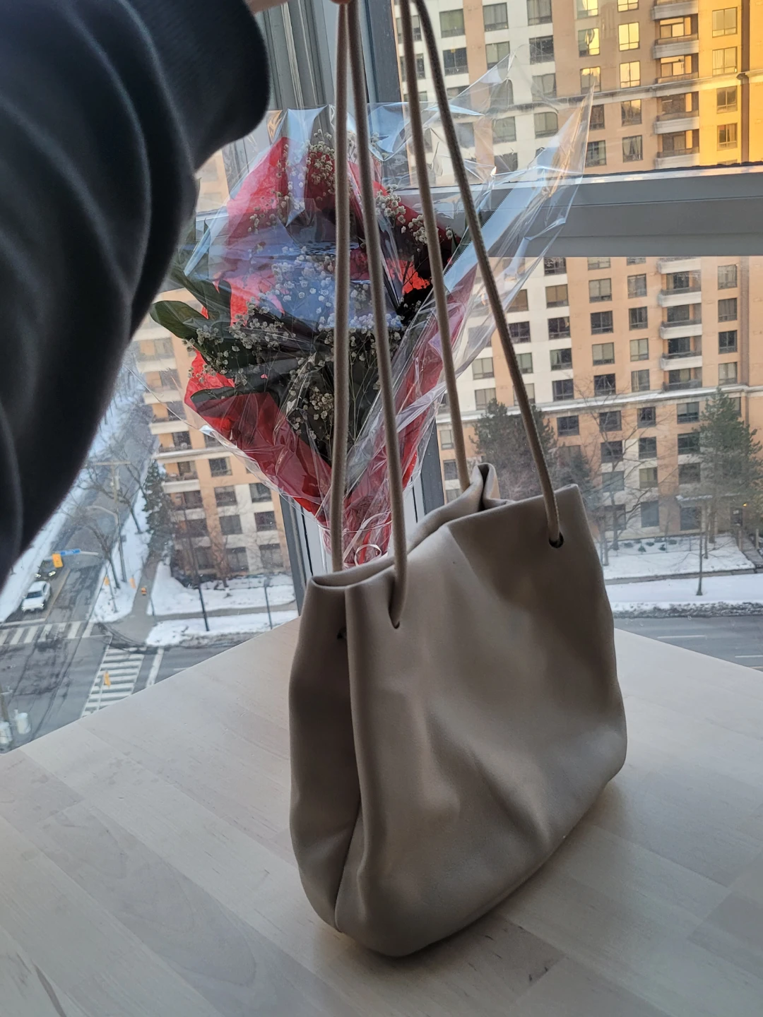 Beige Leather Bucket Bag - photo 2
