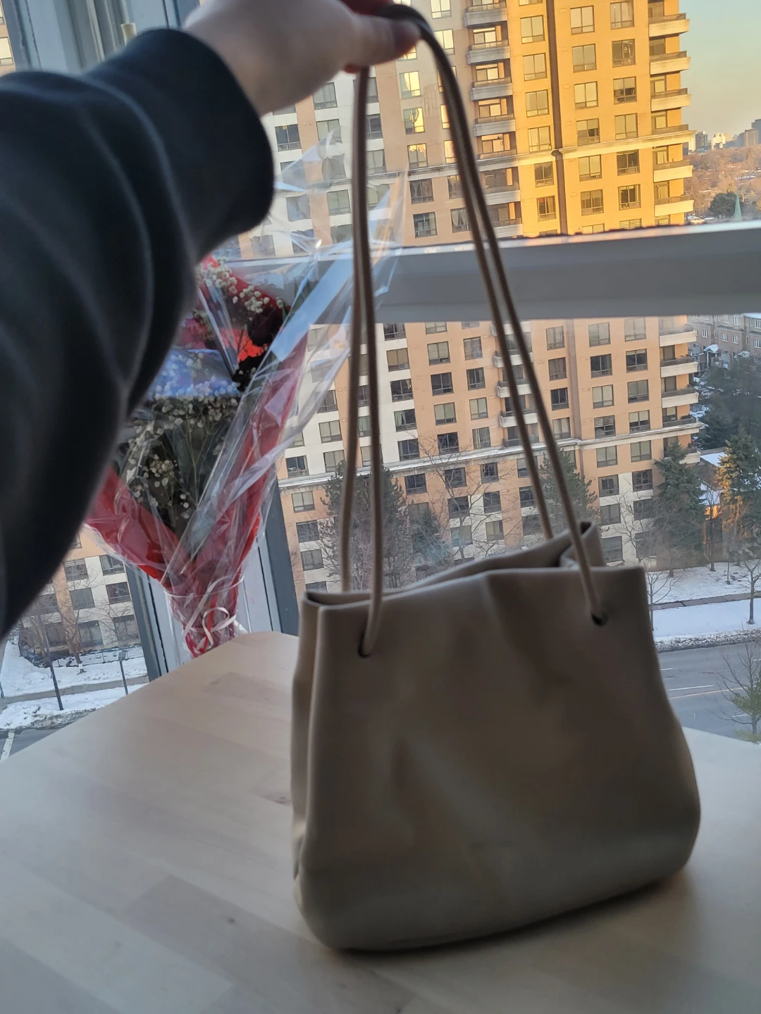 Beige Leather Bucket Bag - photo 3