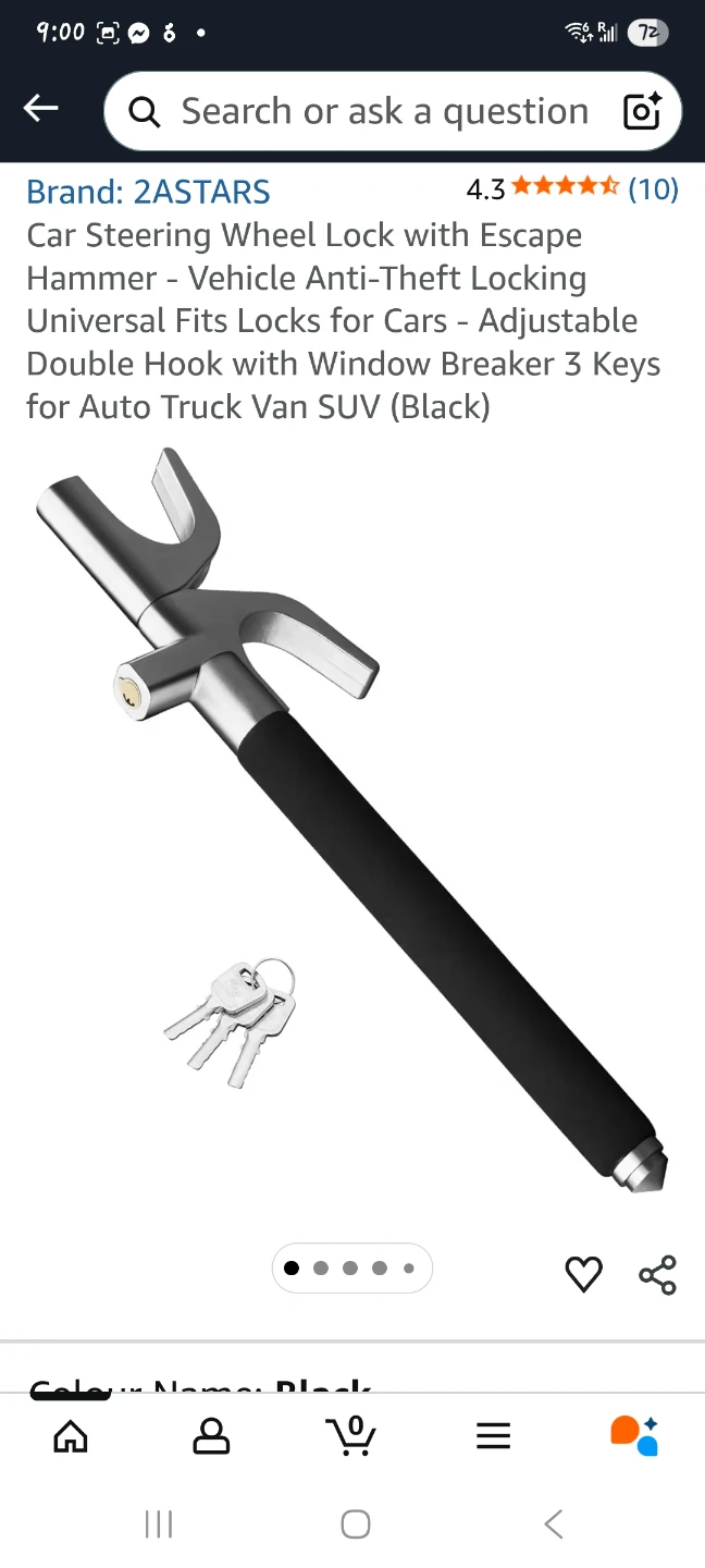 2STARS Car Steering Wheel Lock with Escape Hammer