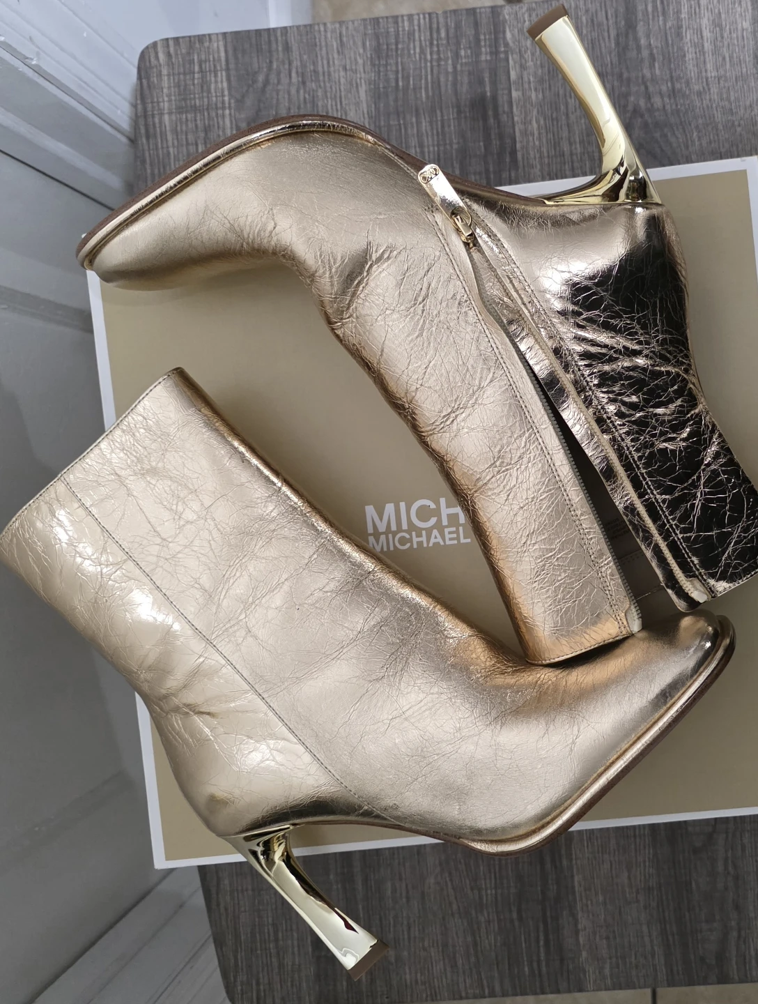 Michael Kors Gold Metallic Ankle Boots