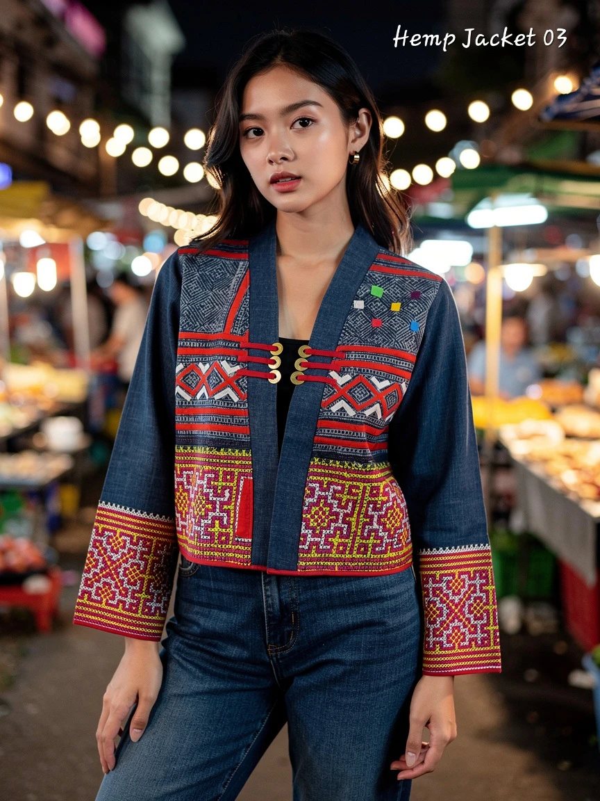 Hill Tribe Patchwork Embroidered Hemp Jacket - photo 2