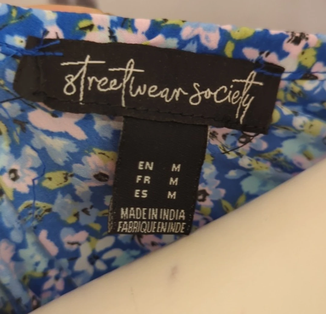 Streetwear Society Blue Floral Tiered Mini Dress Size M - photo 4