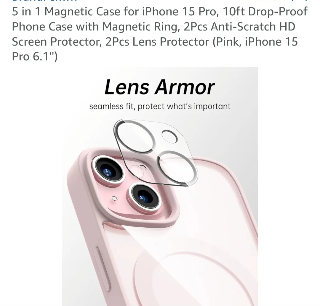 Pink Magnetic Case with Screen & Lens Protectors iPhone 15 Pro - photo 2