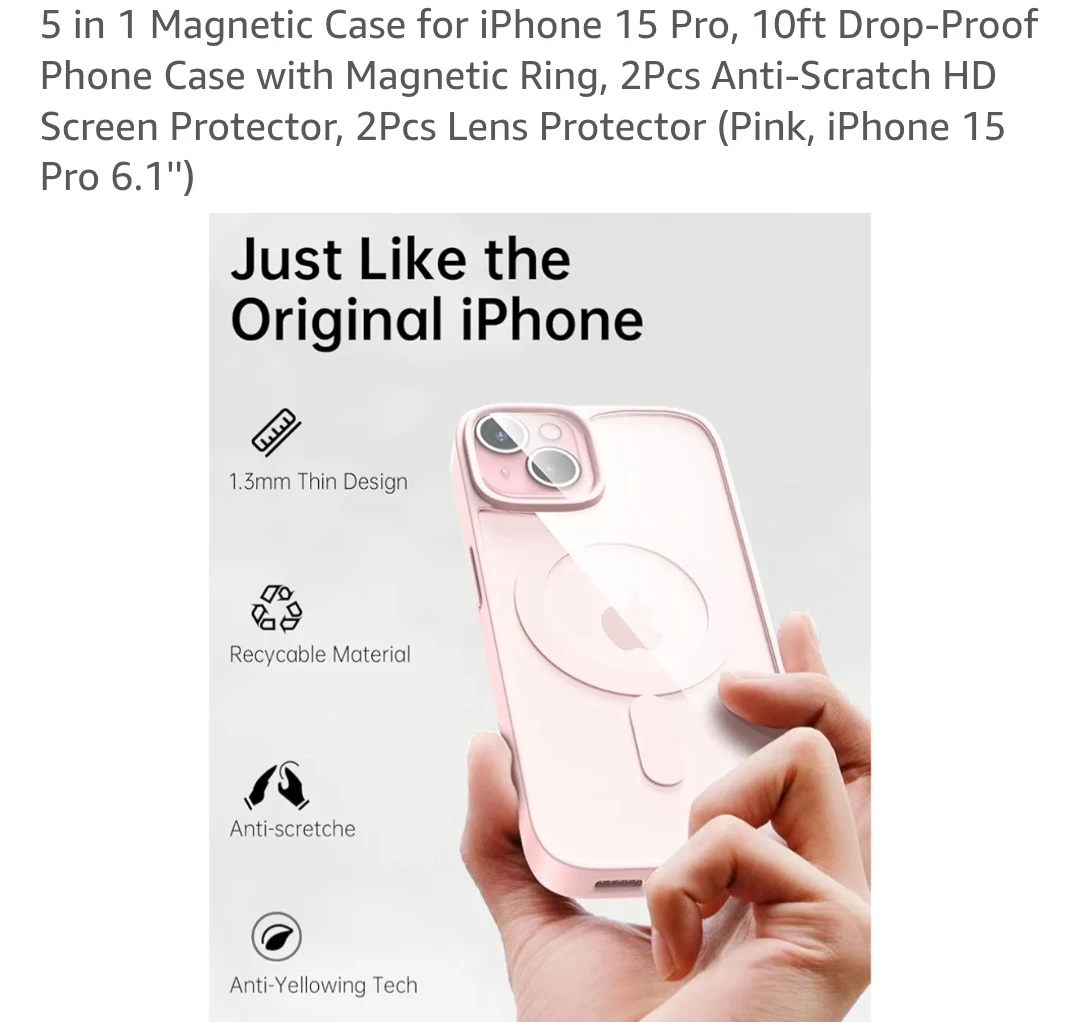 Pink Magnetic Case with Screen & Lens Protectors iPhone 15 Pro - photo 3