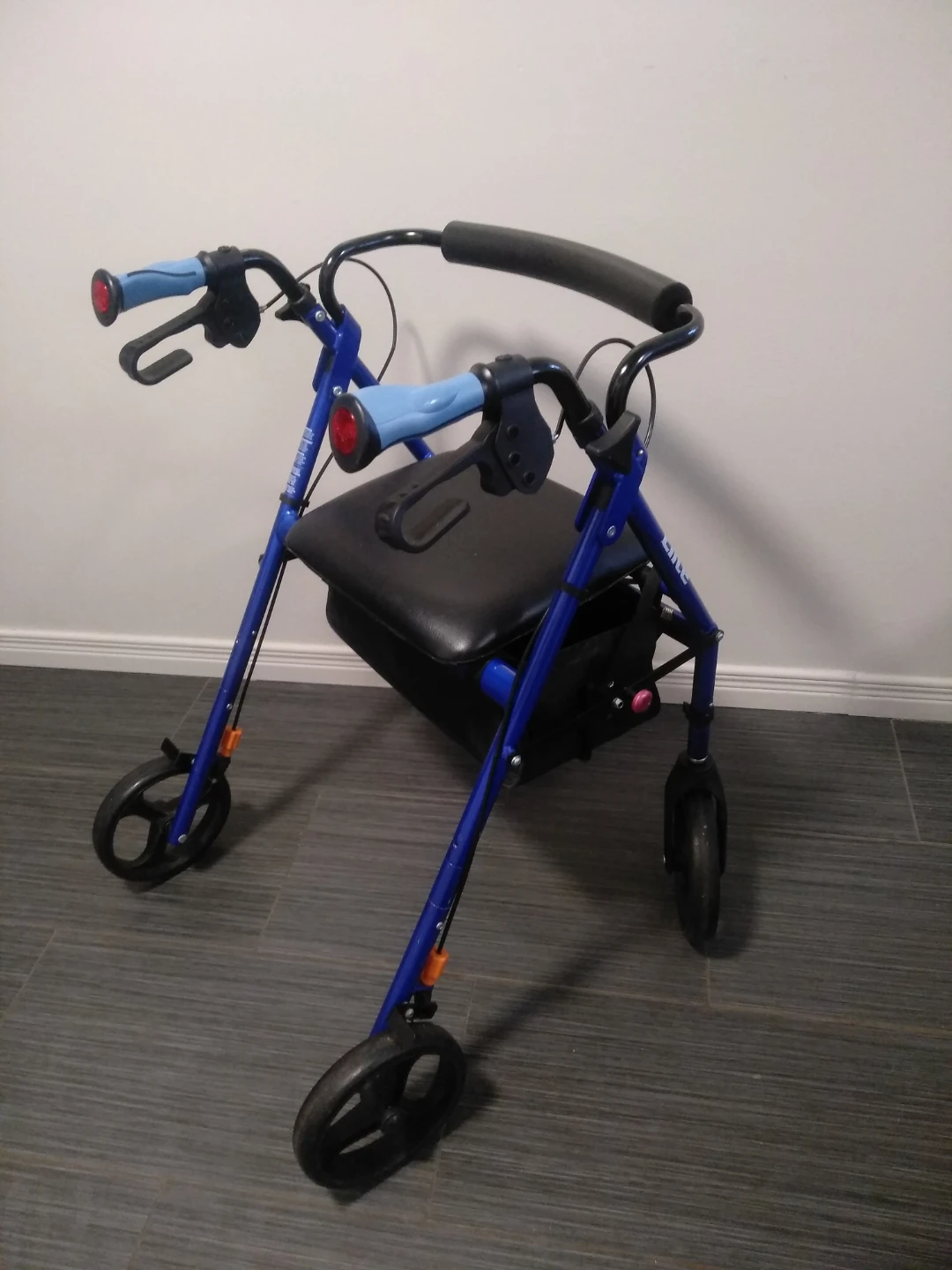 Blue Elite 4-Wheel Rollator Walker with Seat and Bag