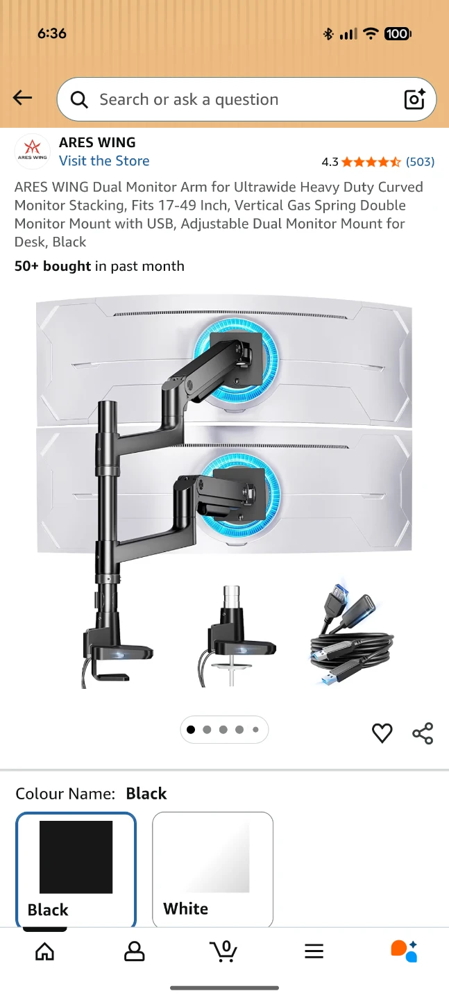 ARES WING Dual Monitor Arm