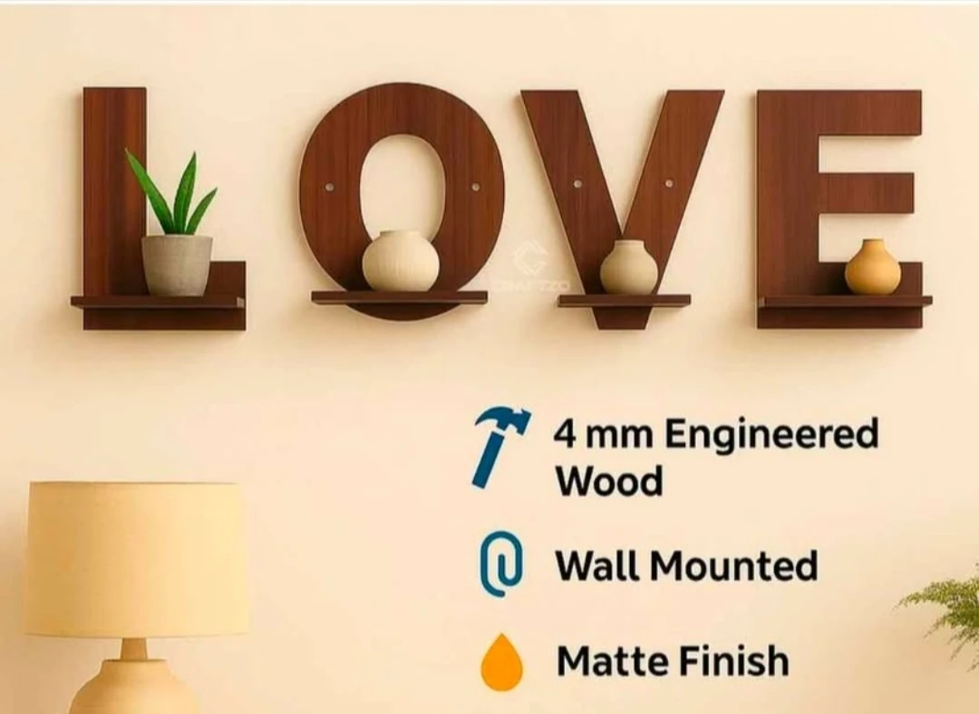 Wooden LOVE Wall Mounted Shelves - photo 2