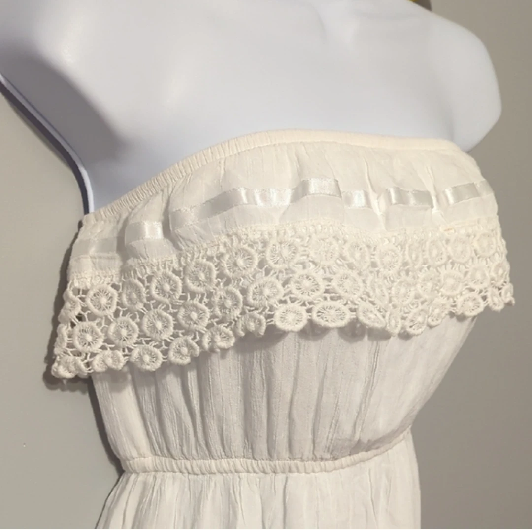 Dynamite White Strapless Crochet Trim Dress - photo 2