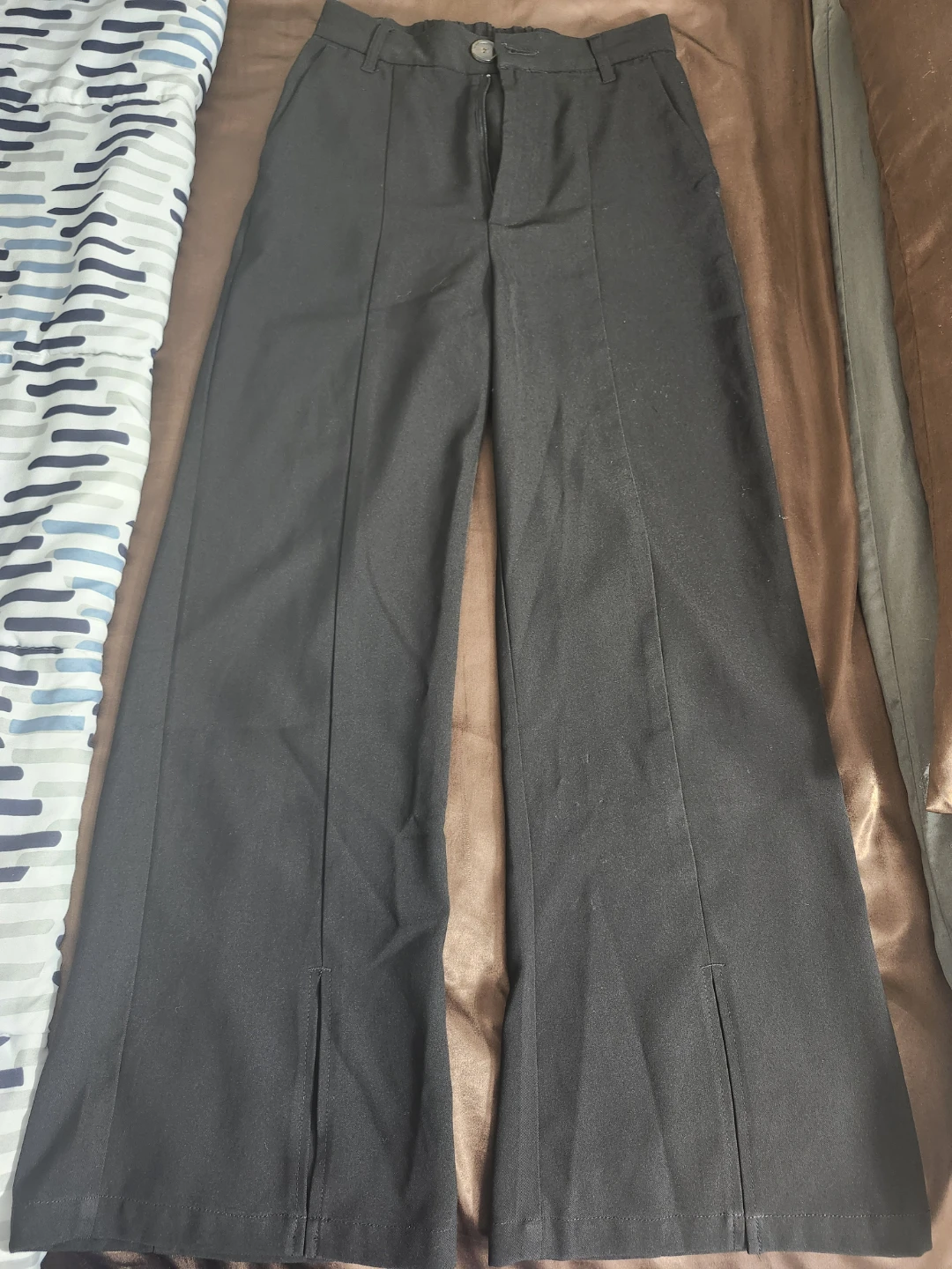 Black Wide Leg Pants with Front Split