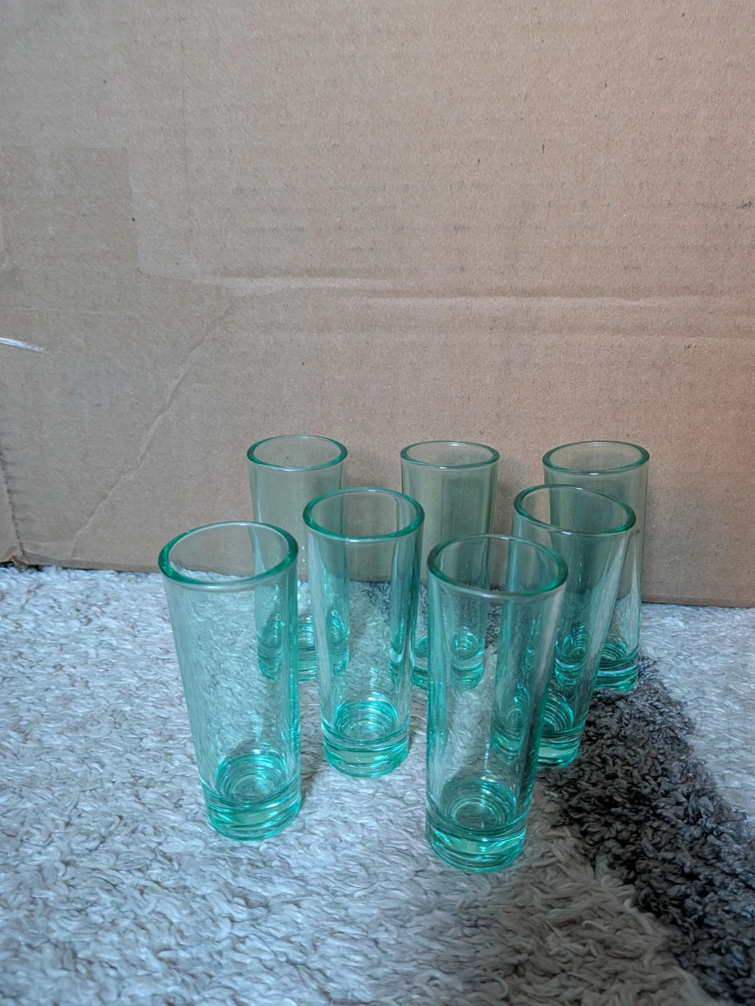 Set of 7 Teal Shot Glasses