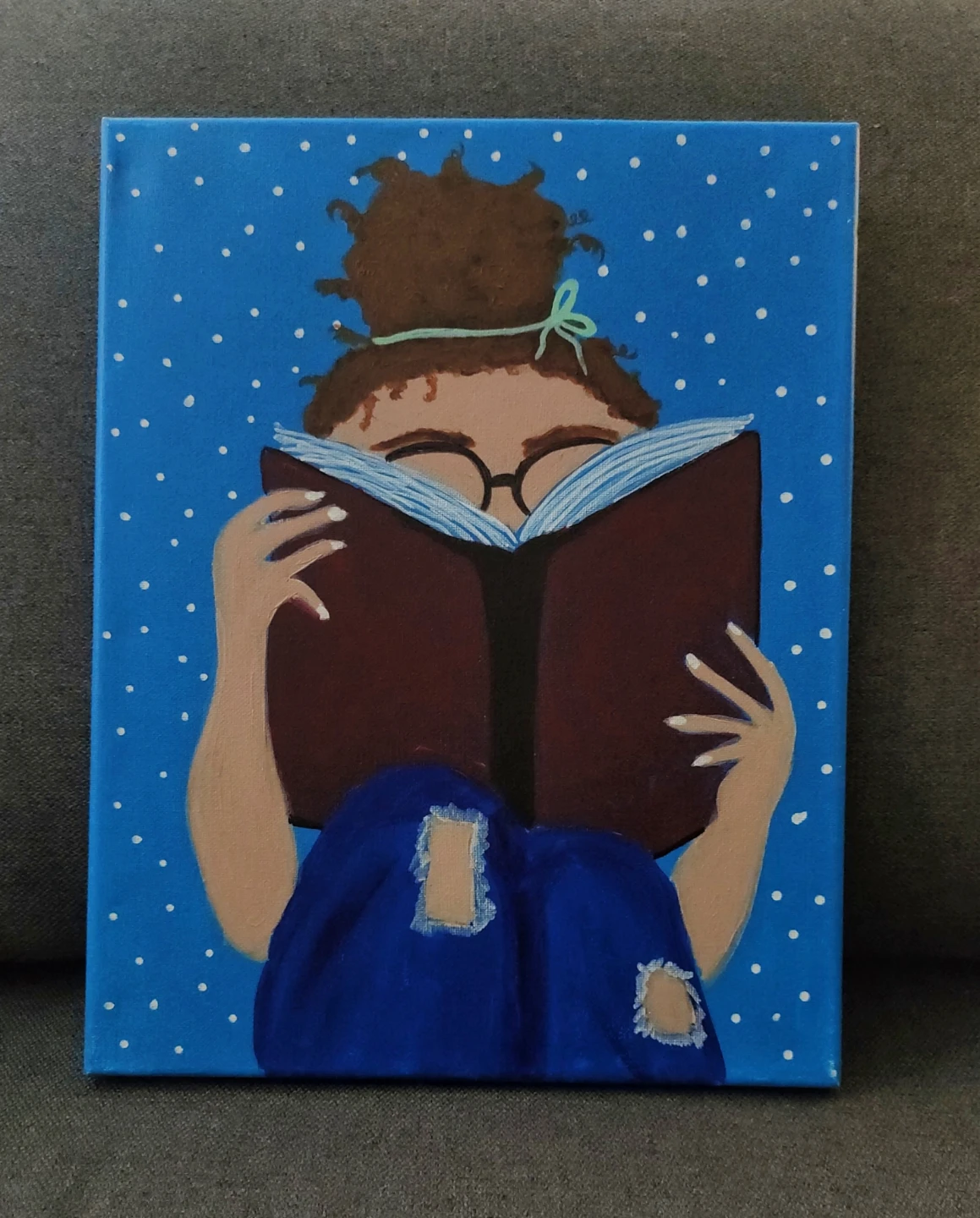 Canvas Painting of Person Reading Book