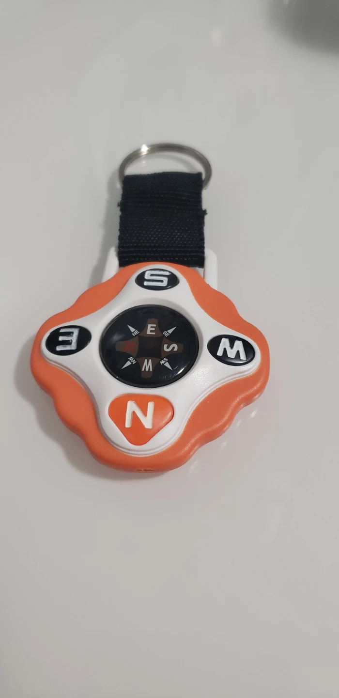 Orange and White Compass Keychain