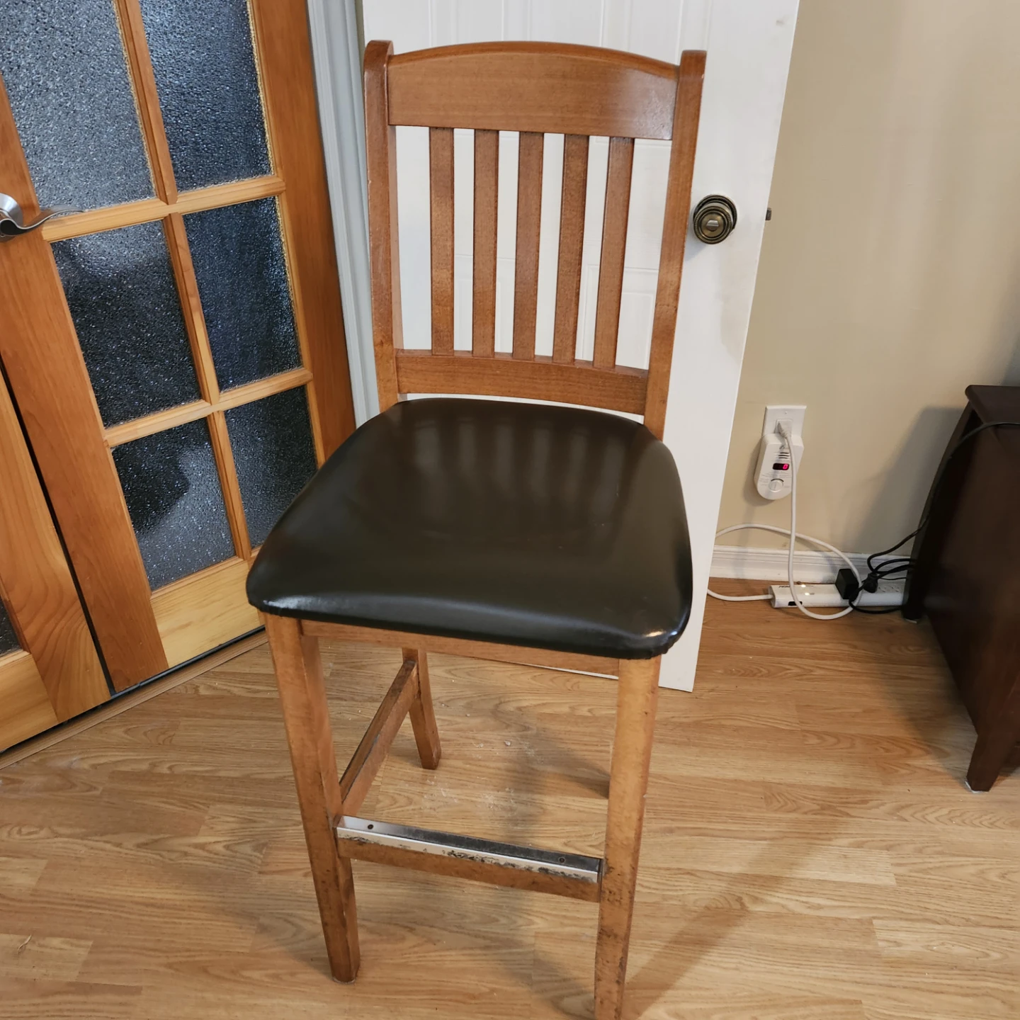 Wooden Bar Stool with Padded Seat