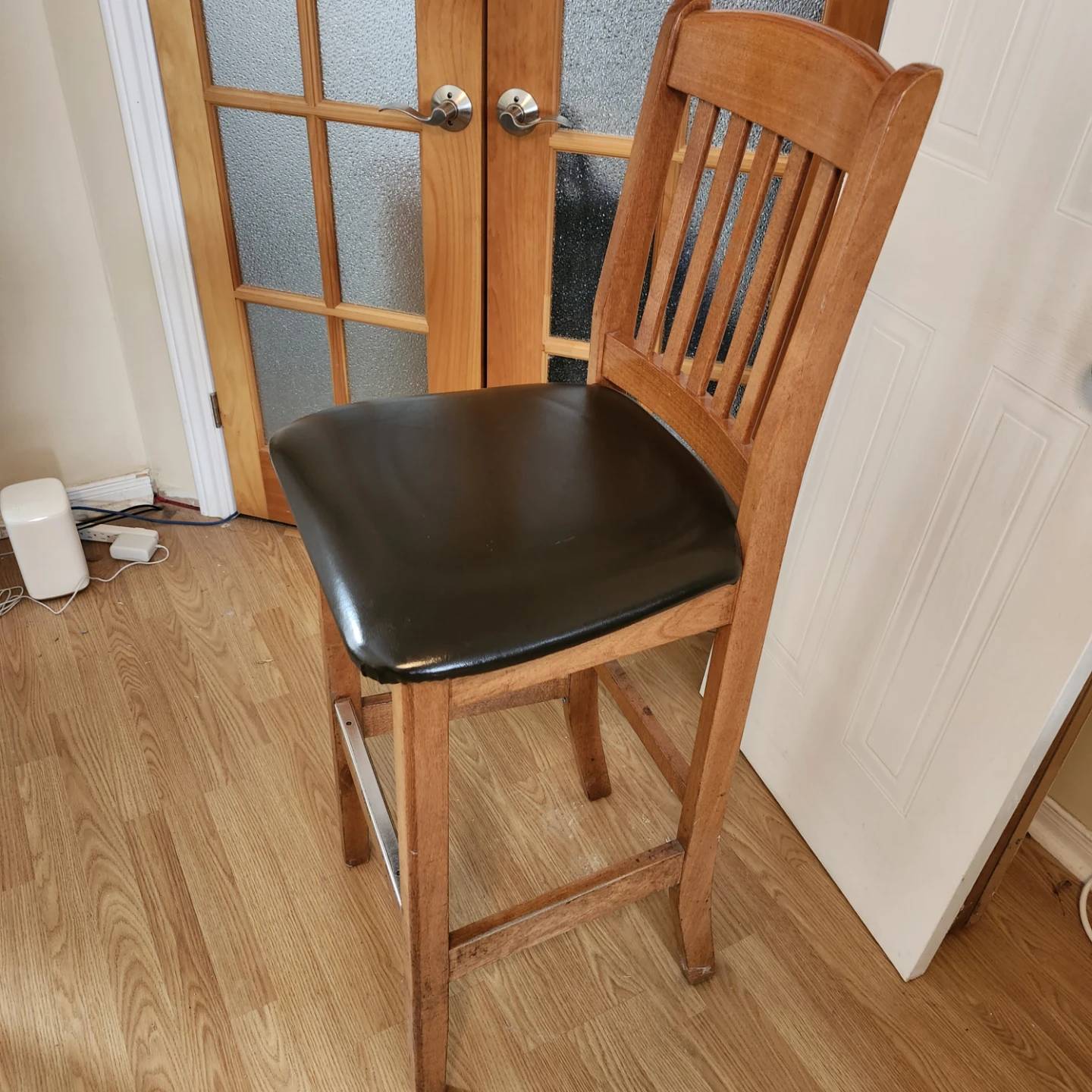 Wooden Bar Stool with Padded Seat - photo 2