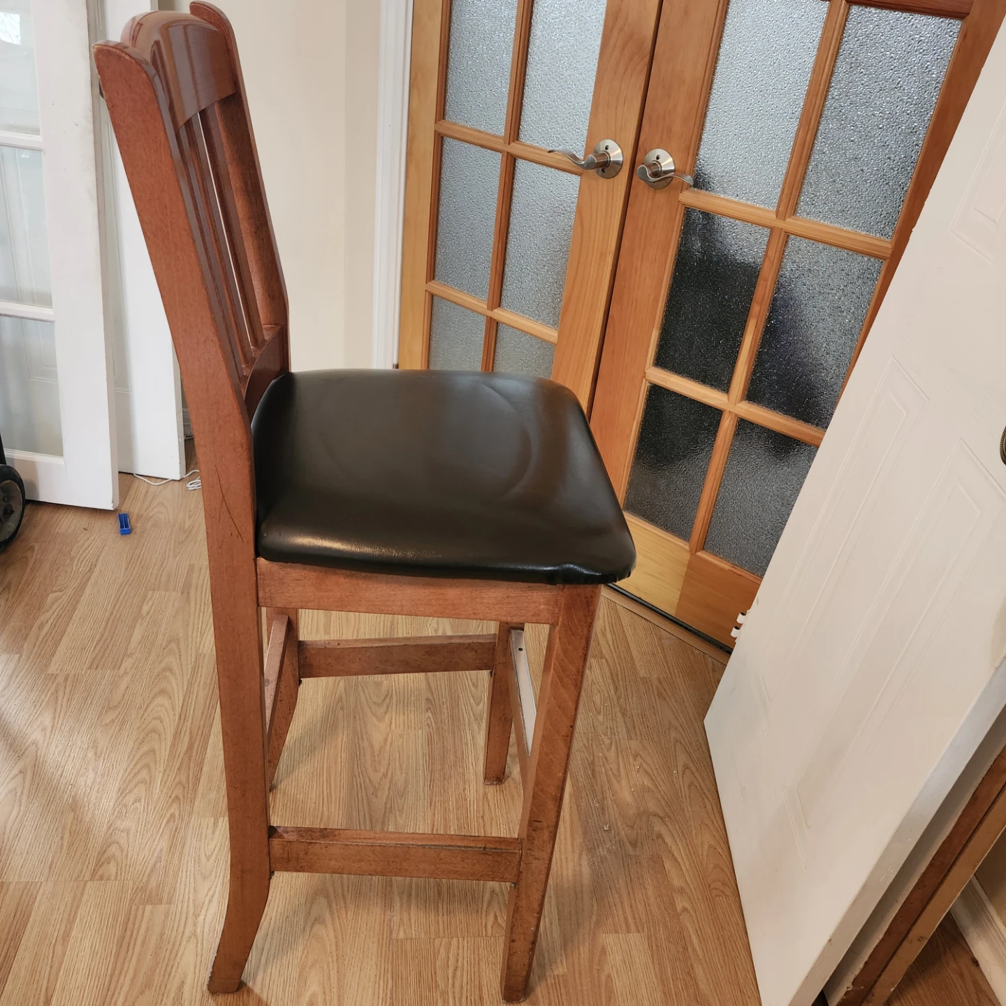 Wooden Bar Stool with Padded Seat - photo 4
