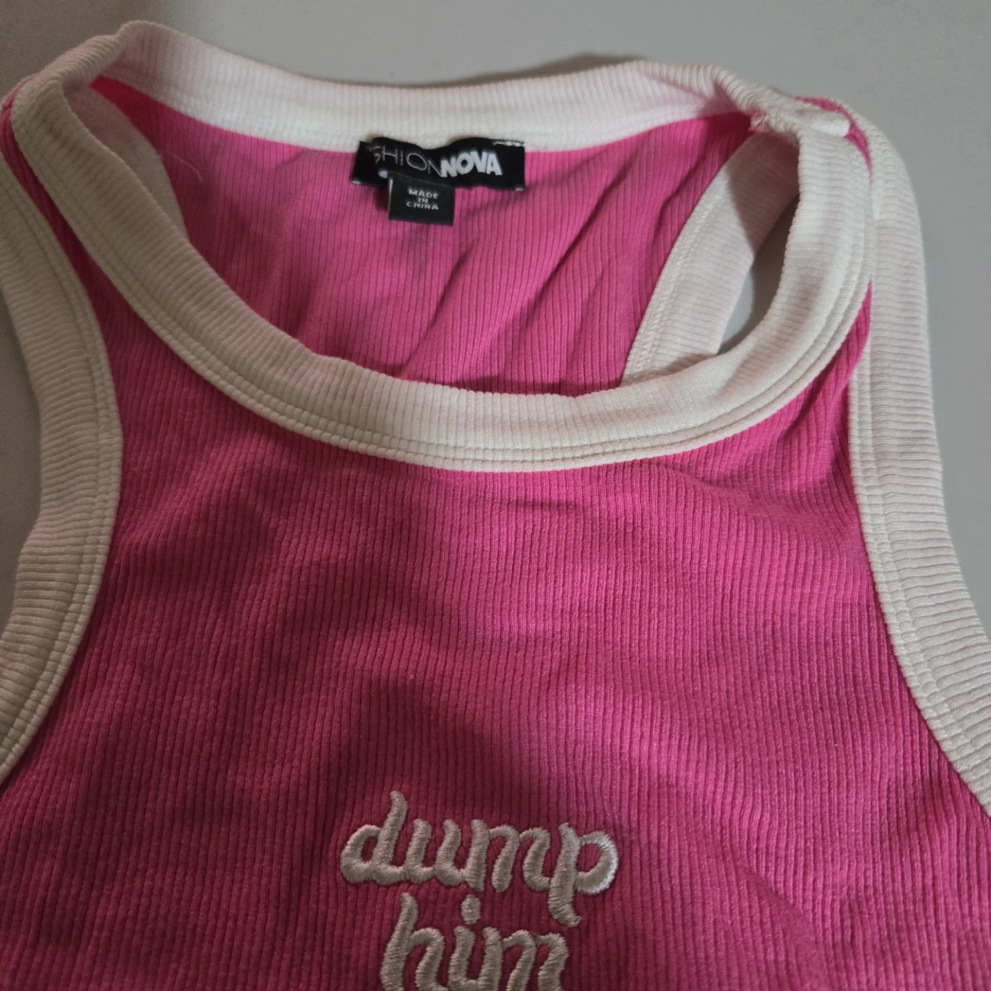 Fashion Nova Pink "dump him" Ribbed Tank Top - photo 3