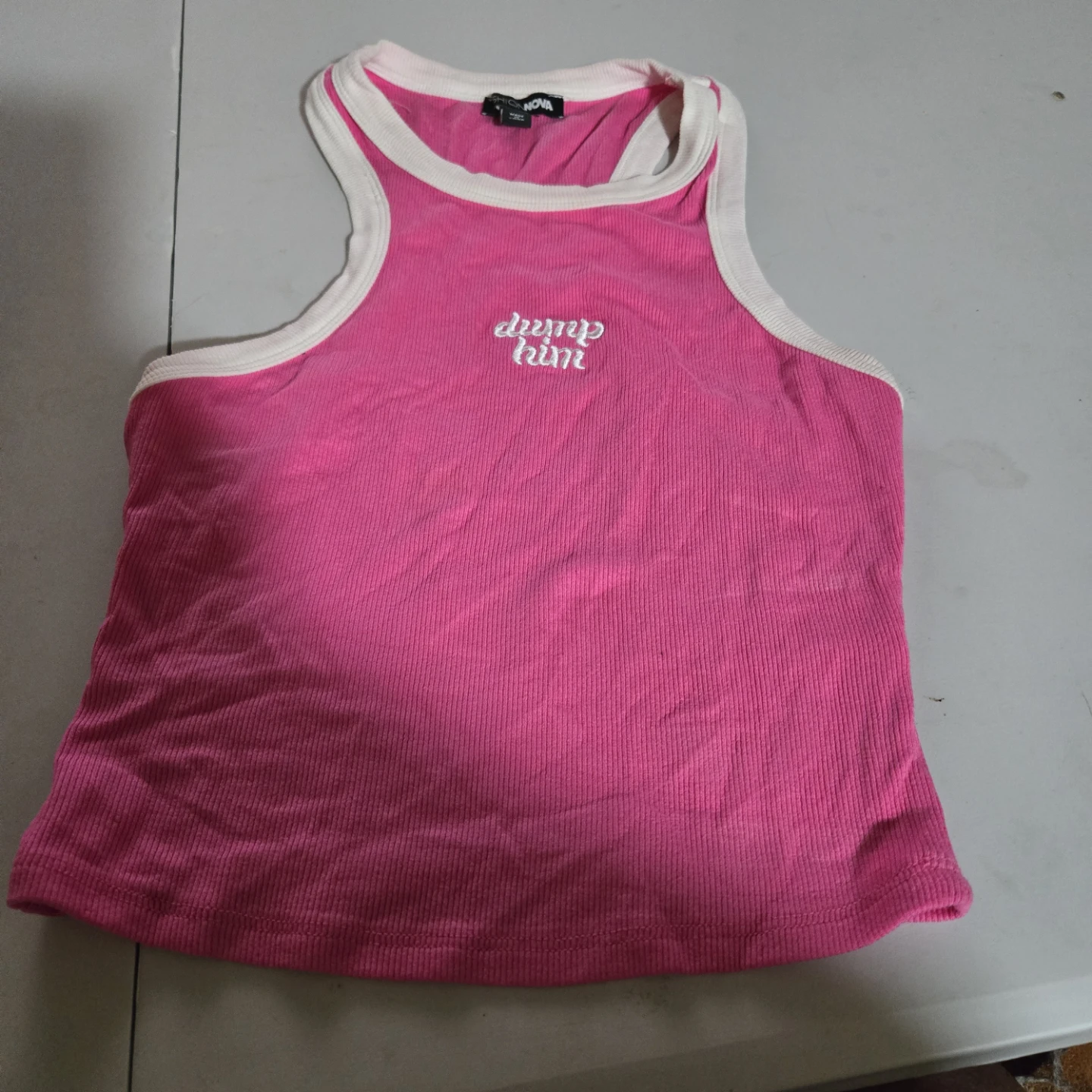 Fashion Nova Pink "dump him" Ribbed Tank Top - photo 5