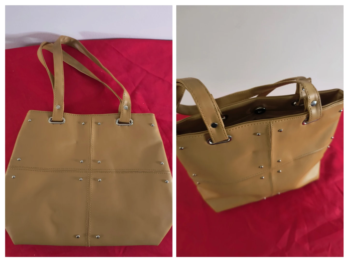 Tan Shoulder Bag with Studs