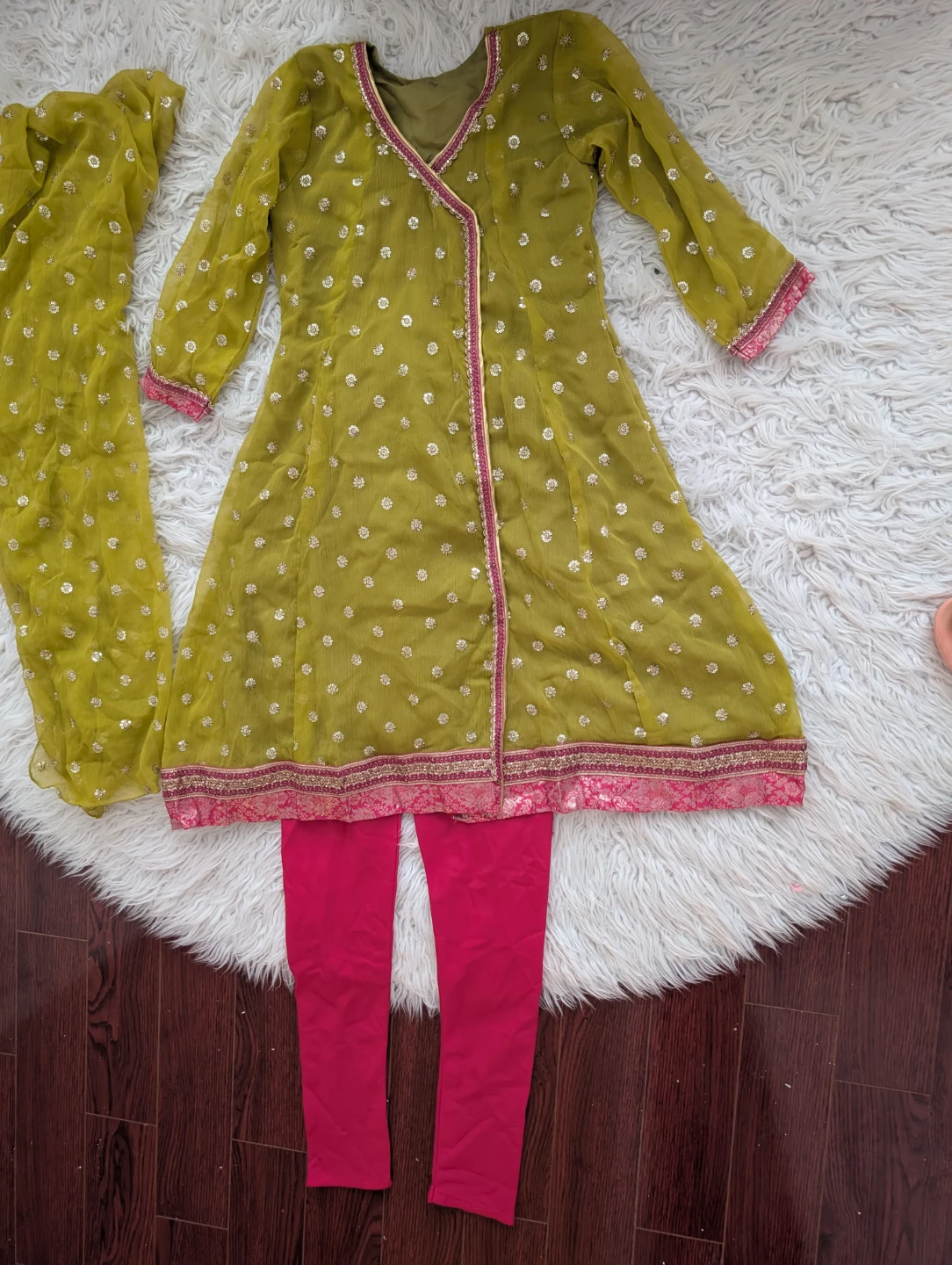 Girl's Pakistani Sequined Chridar Set