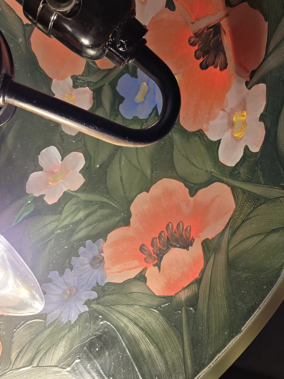 Antique Hand Painted Flower Garden Lamp - photo 3