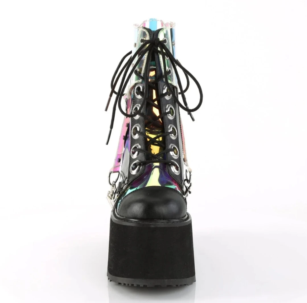 Platform Boots with Holographic Iridescent Detail. Size 11 - photo 4