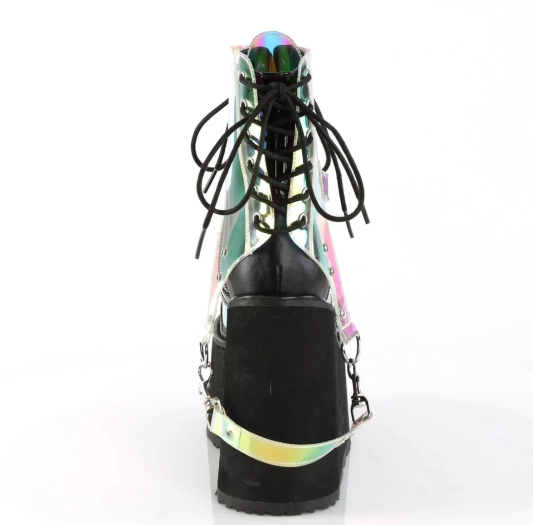 Platform Boots with Holographic Iridescent Detail. Size 11 - photo 5