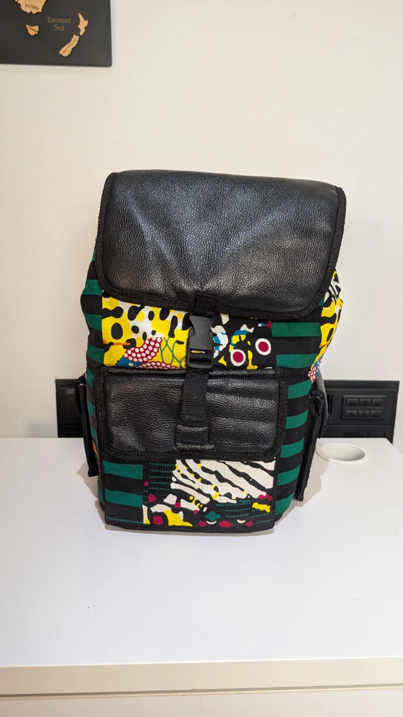 Colourful Backpack with Leather Accents