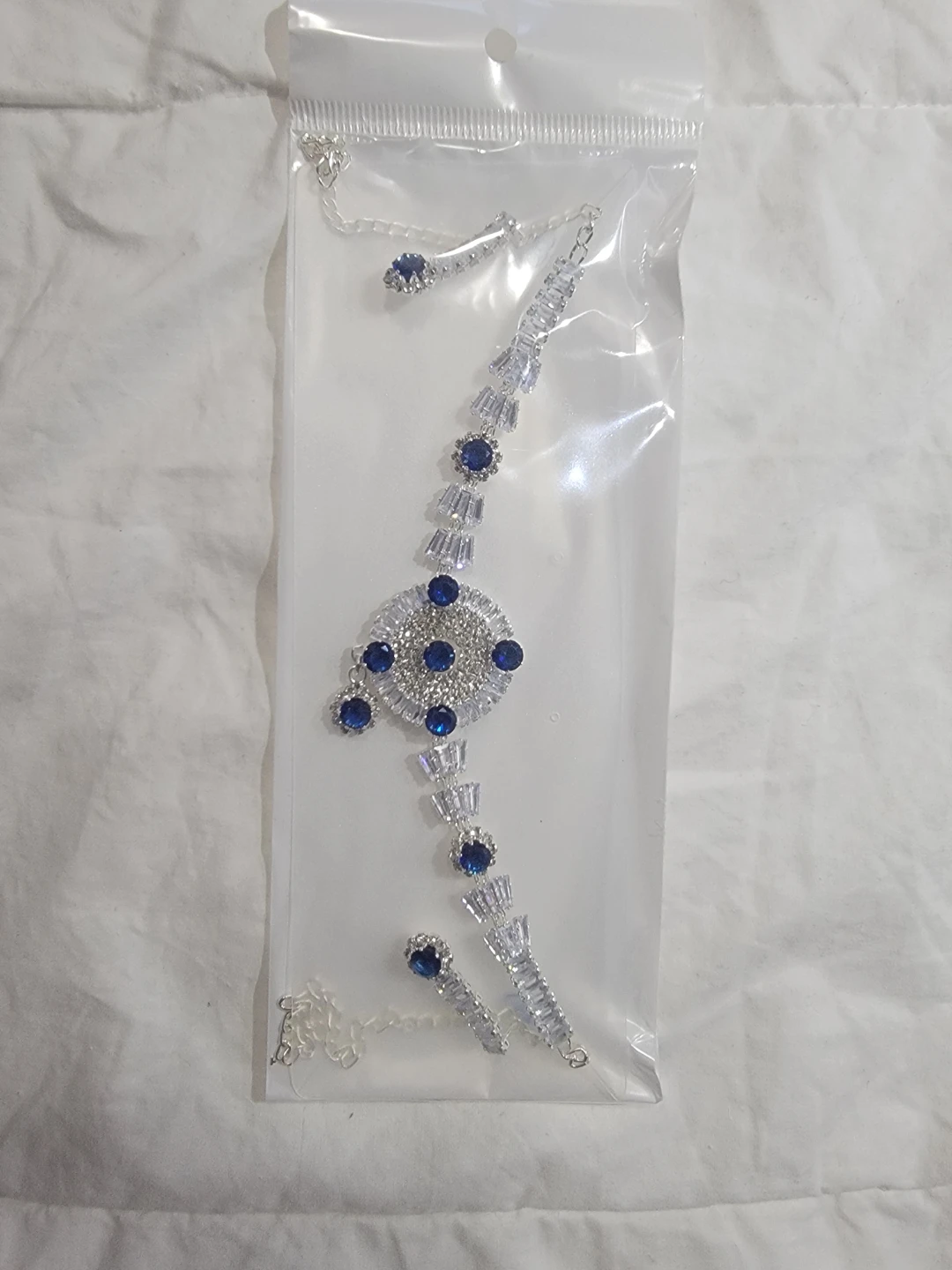 Silver and Blue Gemstone Jewellery Set
