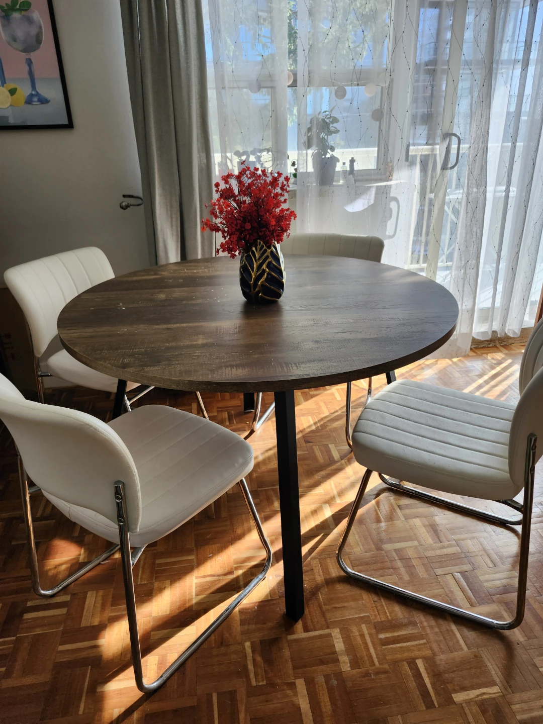 Round Wooden Dining Table 47"