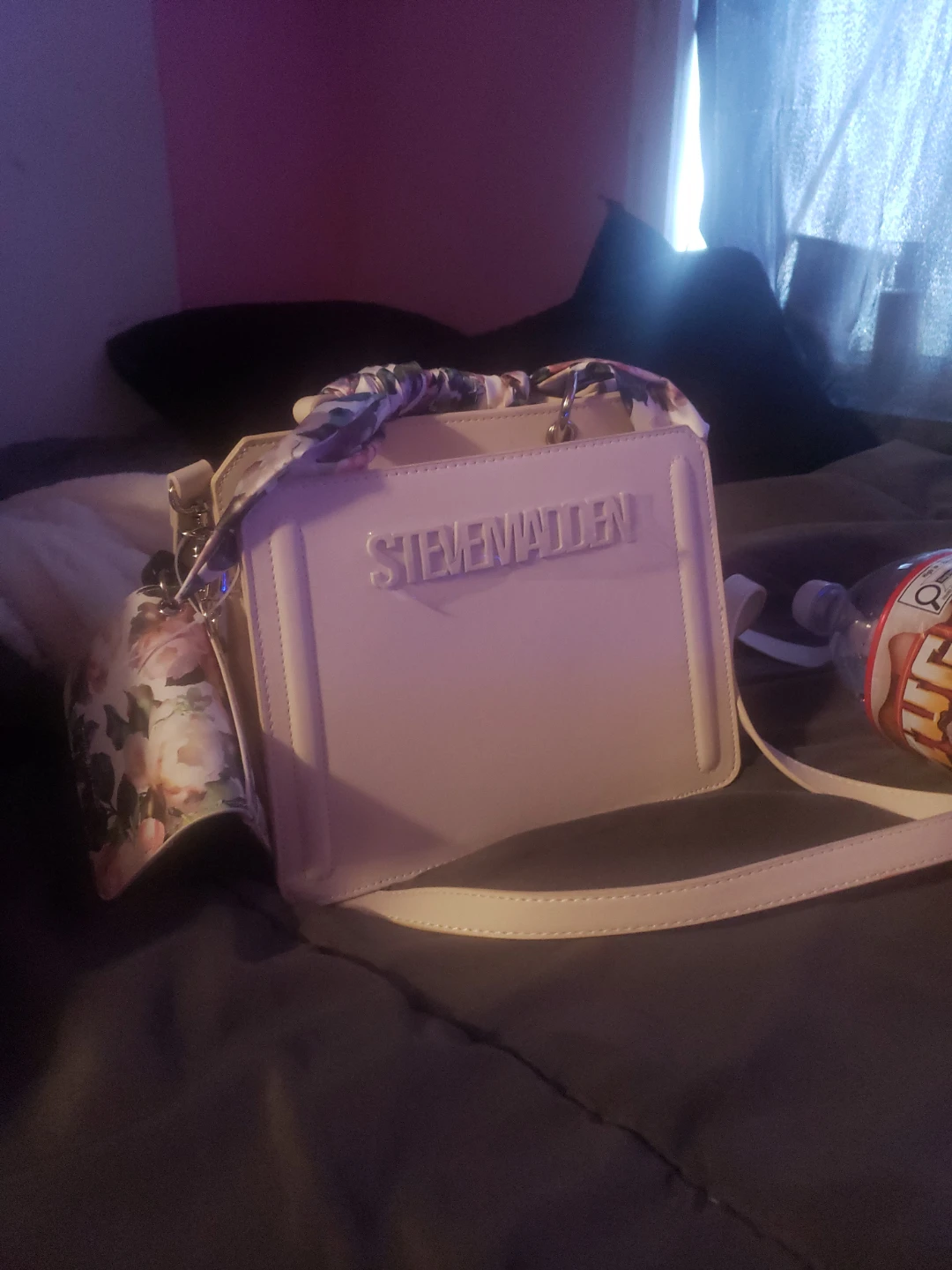 Steve Madden white Handbag with Scarf Detail and wallet
