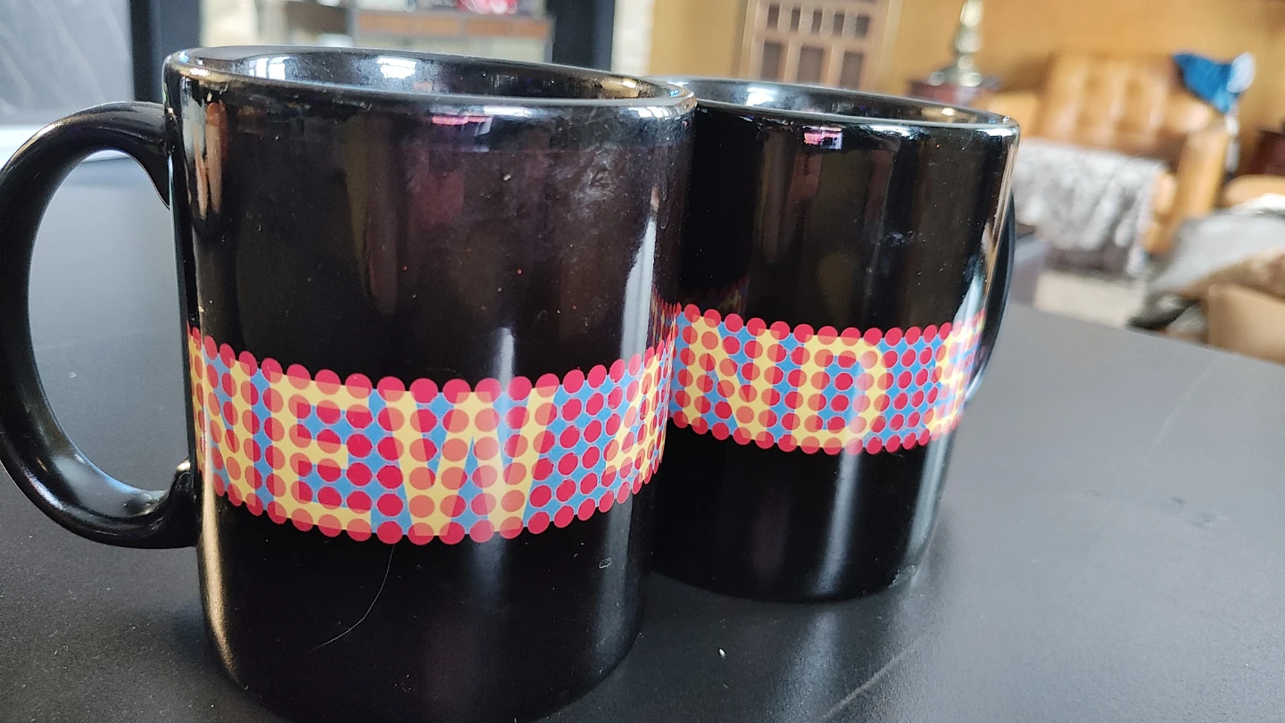 Set of 2 Black Mugs with Colorful Design - photo 2