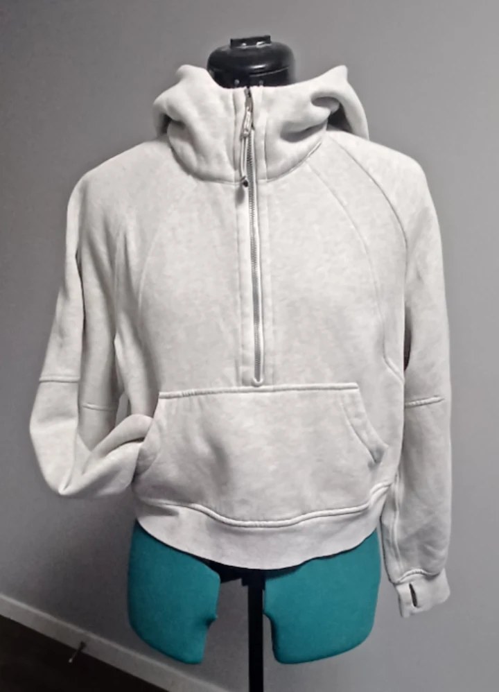 Lululemon Grey Half Zip Hoodie with Thumb Holes