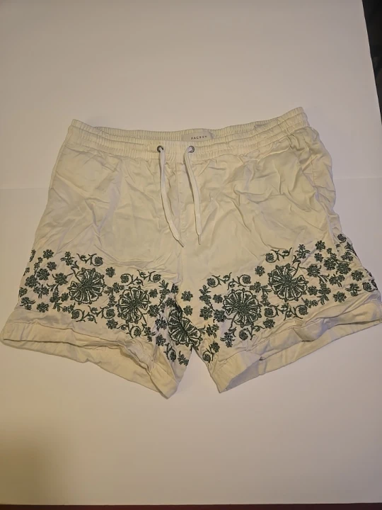 PacSun Cream Embroidered Shorts