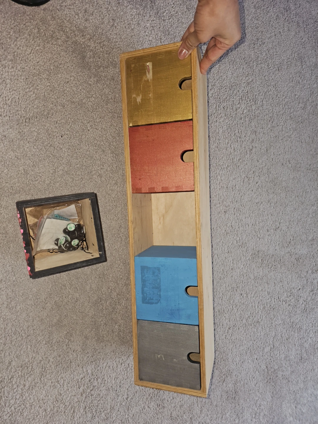 Colorful wood storage unit with 5 drawers - photo 2