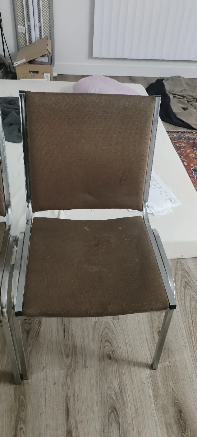 Set of 2 Brown Upholstered Metal Chairs - photo 2