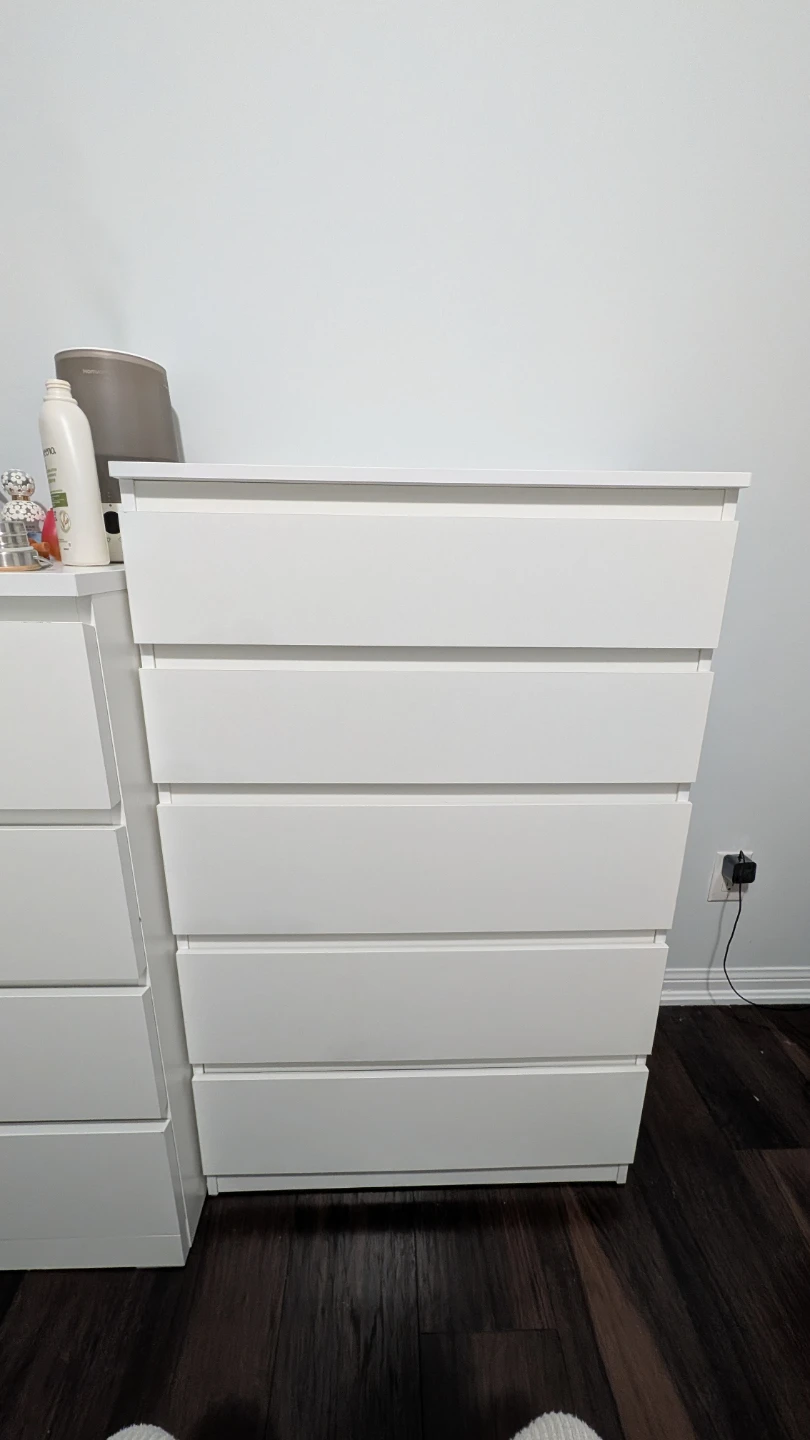 White Dresser with 5 Drawers