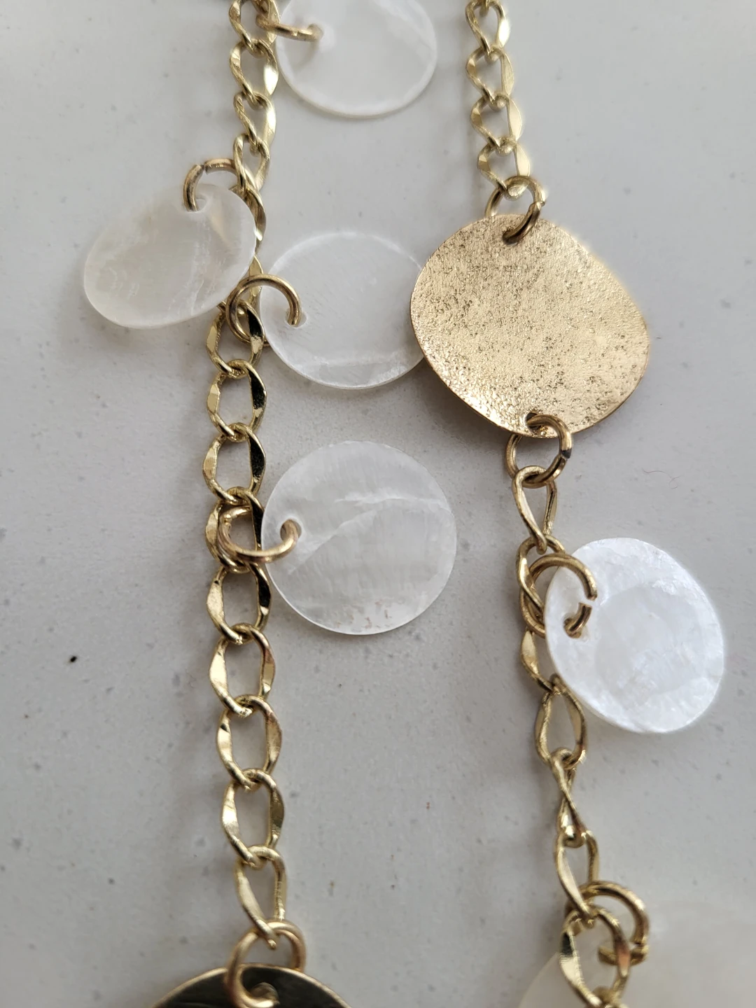 Gold Tone Necklace with Shell Discs - photo 3