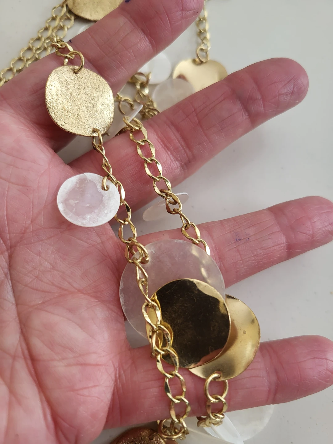 Gold Tone Necklace with Shell Discs - photo 4
