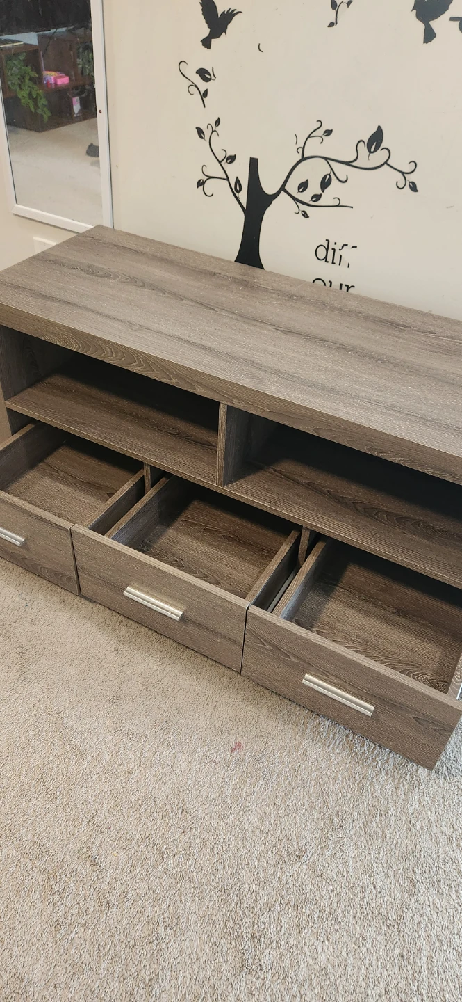 Wood TV Stand with 3 Drawers