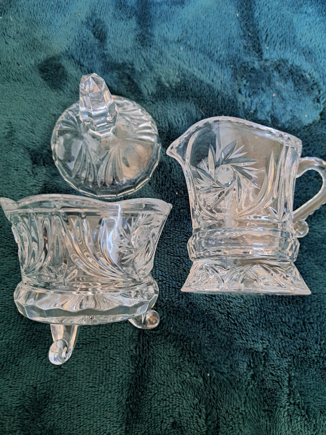 Crystal Sugar Bowl, Creamer, and Footed Bowl Set - photo 2