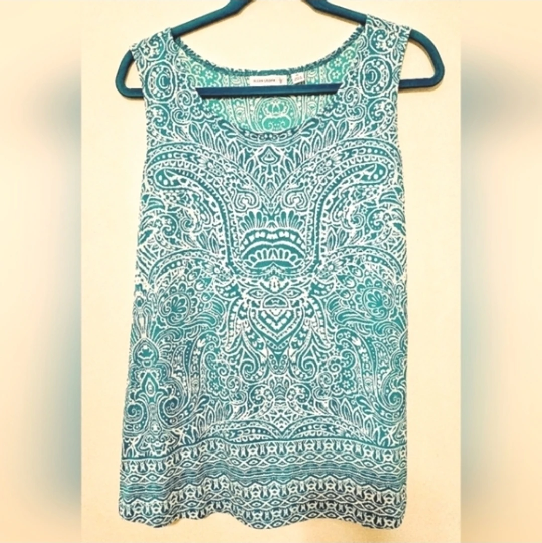 Susan Graver Damask Pattern Sleeveless Top Md 🏆 - photo 3