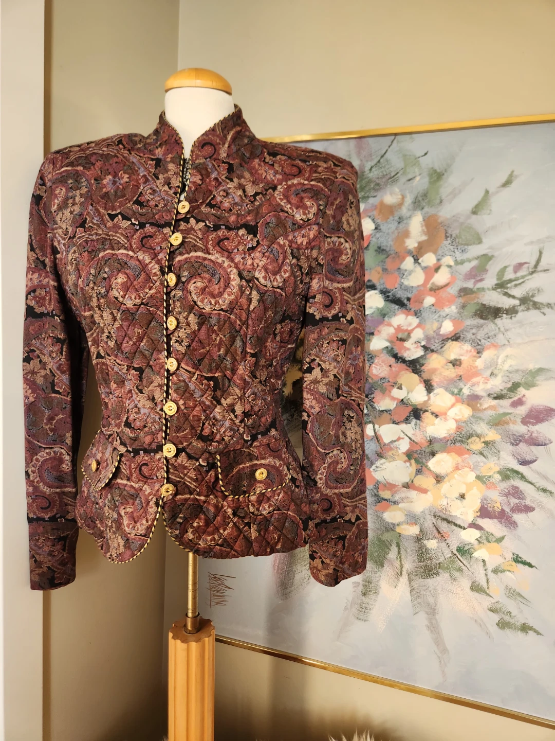 80's ALERT Paisley Patterned Quilted Jacket
