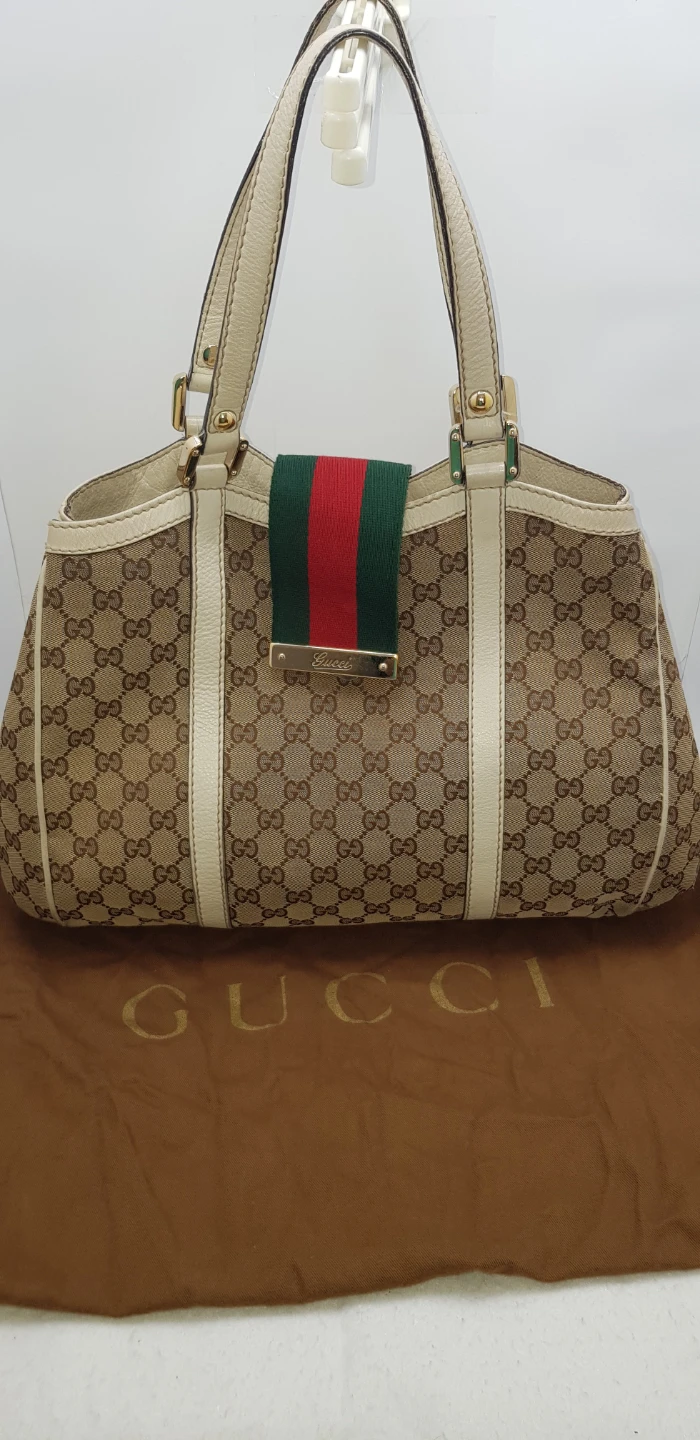 Gucci Sukey Web Monogram Canvas and Leather Tote Bag